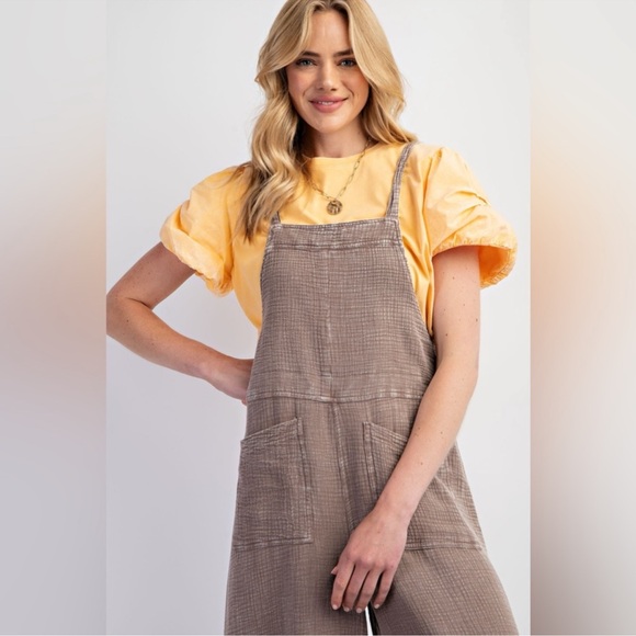 NWOT Easel Cotton Gauze Jumpsuit in Mushroom - Picture 3 of 7